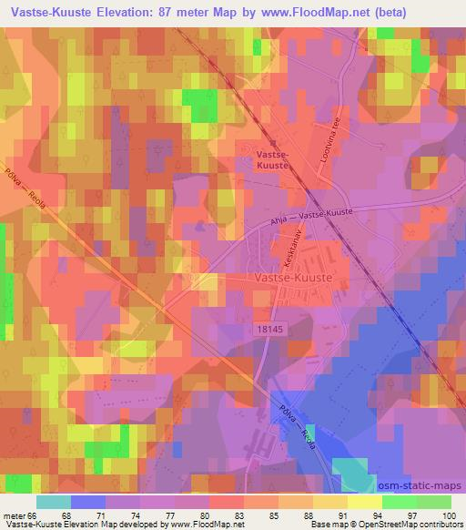 Vastse-Kuuste,Estonia Elevation Map