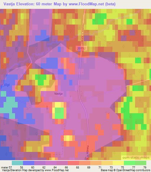 Vastja,Estonia Elevation Map