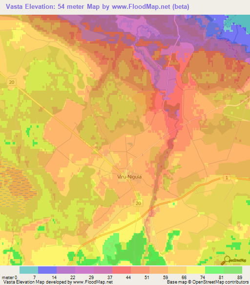 Vasta,Estonia Elevation Map