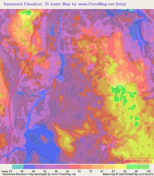 Vassevere,Estonia Elevation Map
