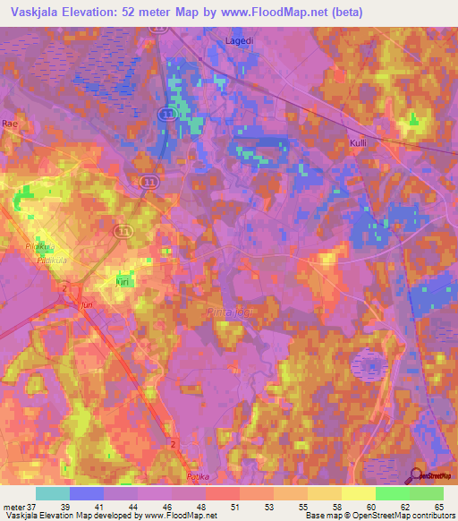 Vaskjala,Estonia Elevation Map