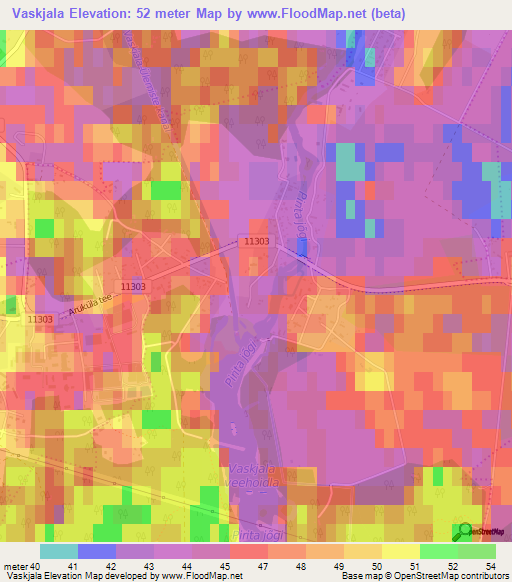 Vaskjala,Estonia Elevation Map