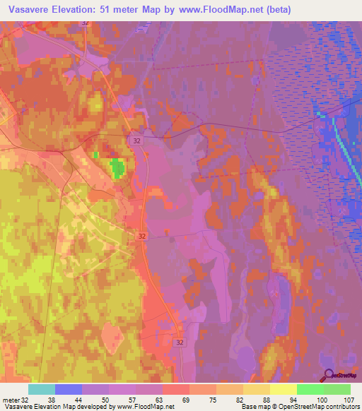 Vasavere,Estonia Elevation Map