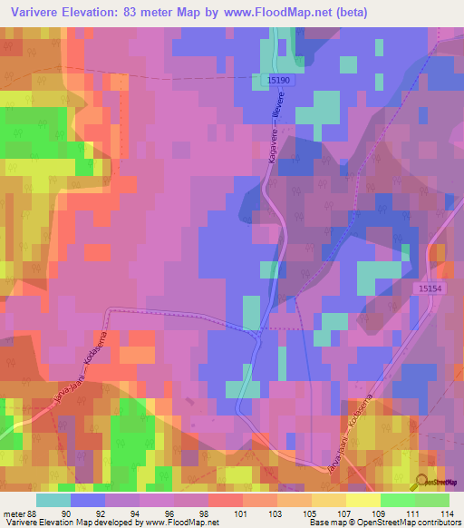 Varivere,Estonia Elevation Map