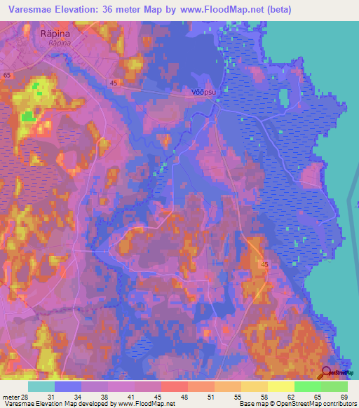 Varesmae,Estonia Elevation Map