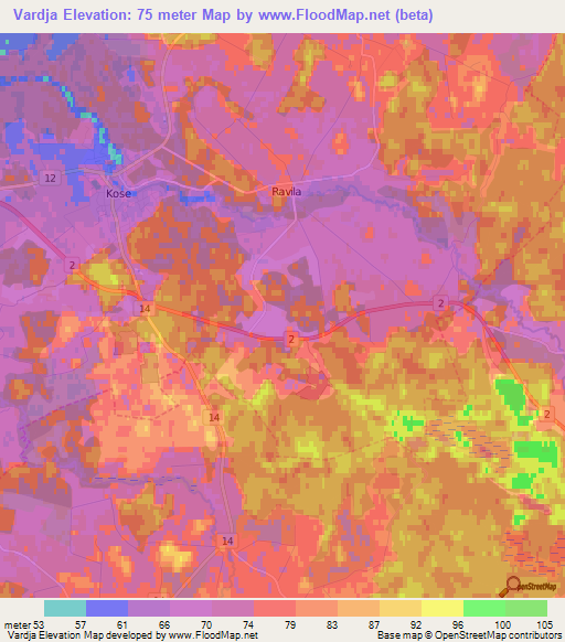 Vardja,Estonia Elevation Map