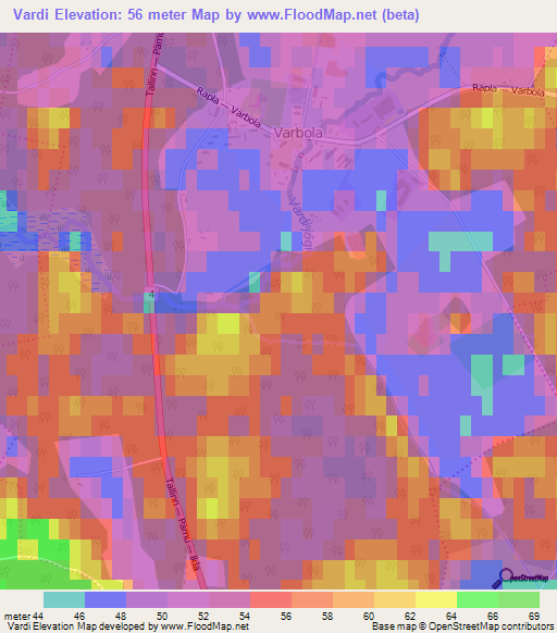 Vardi,Estonia Elevation Map