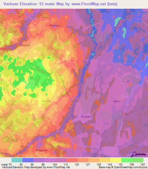 Varbuse,Estonia Elevation Map