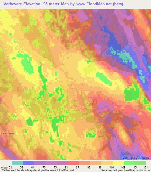 Varbevere,Estonia Elevation Map