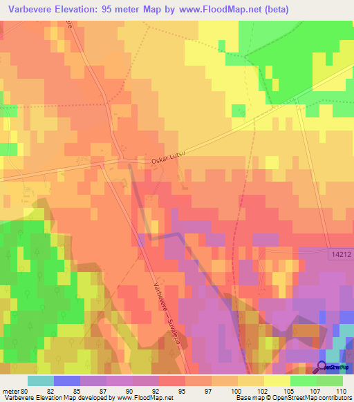 Varbevere,Estonia Elevation Map