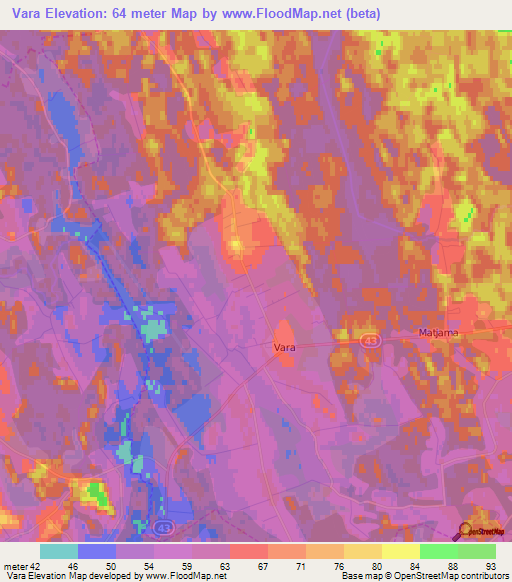 Vara,Estonia Elevation Map