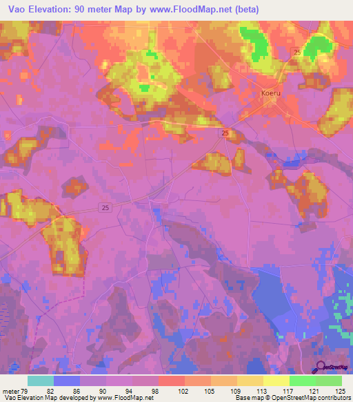 Vao,Estonia Elevation Map