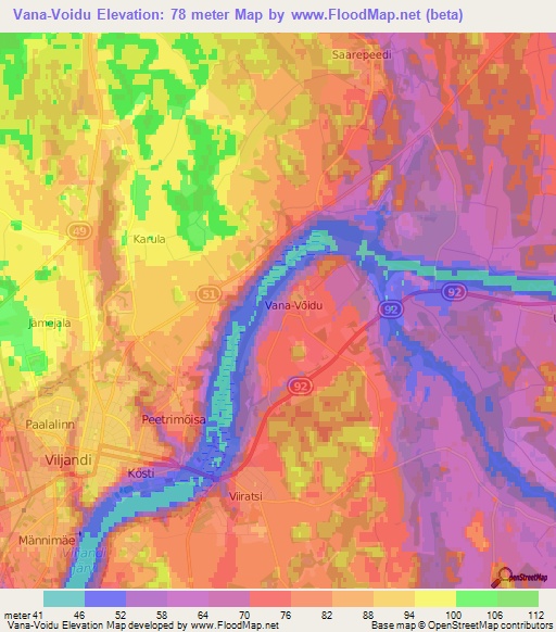Vana-Voidu,Estonia Elevation Map