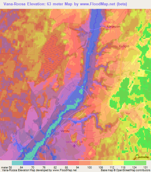 Vana-Roosa,Estonia Elevation Map