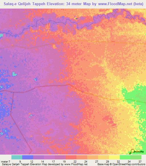 Salaq-e Qelijeh Tappeh,Iran Elevation Map