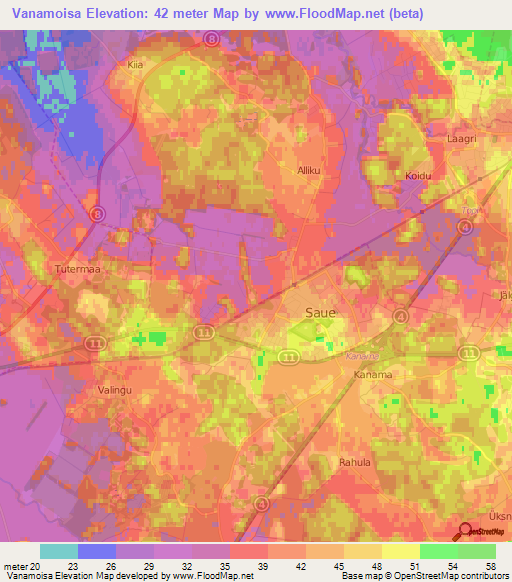 Vanamoisa,Estonia Elevation Map