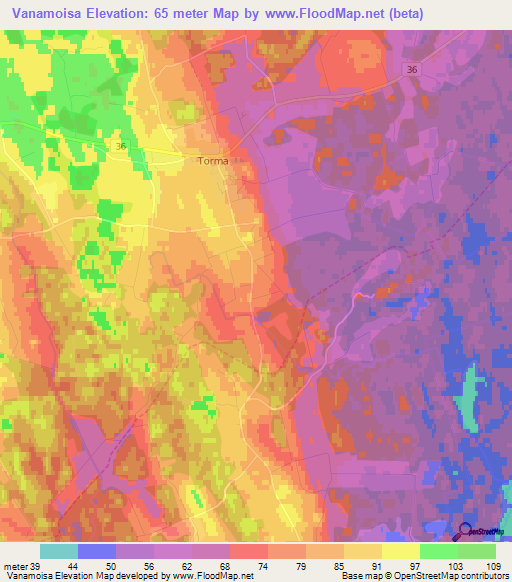 Vanamoisa,Estonia Elevation Map