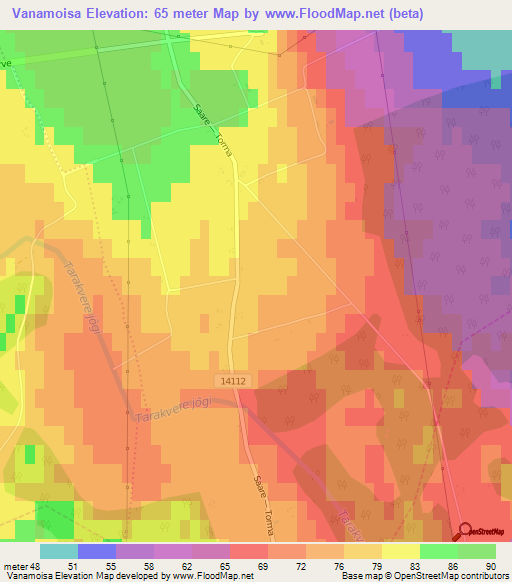 Vanamoisa,Estonia Elevation Map