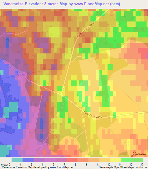 Vanamoisa,Estonia Elevation Map