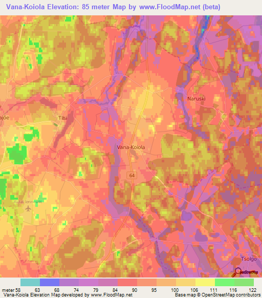 Vana-Koiola,Estonia Elevation Map