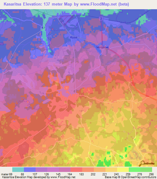 Kasaritsa,Estonia Elevation Map