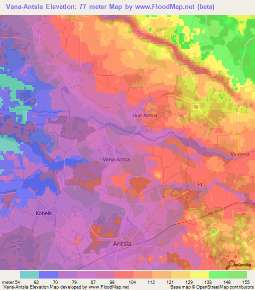 Vana-Antsla,Estonia Elevation Map