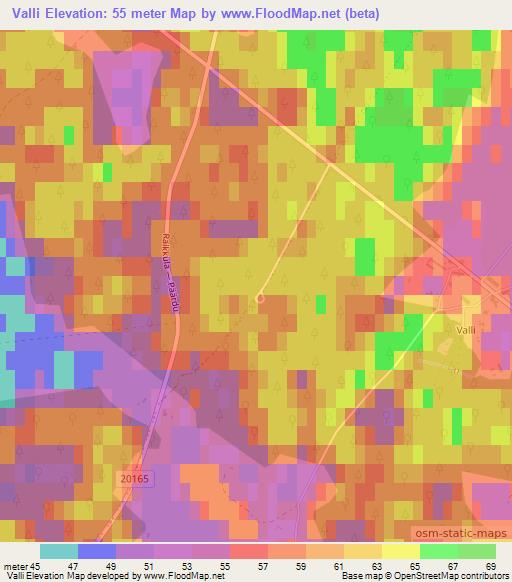 Valli,Estonia Elevation Map