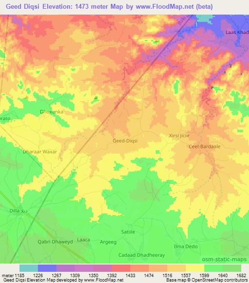 Geed Diqsi,Somalia Elevation Map