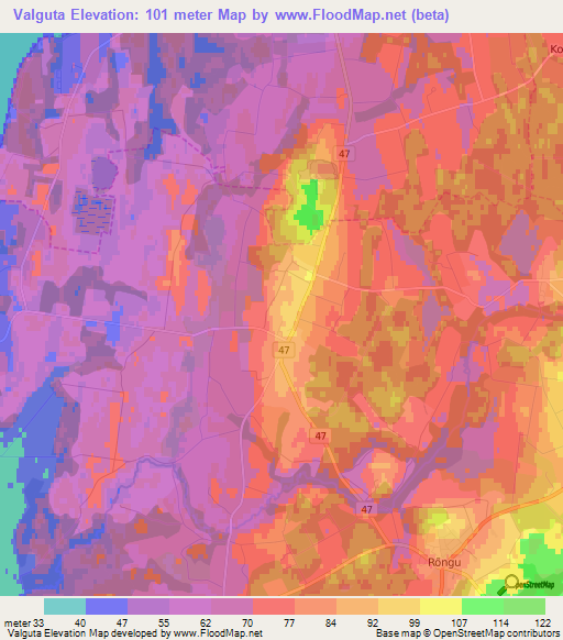 Valguta,Estonia Elevation Map