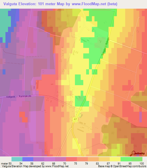 Valguta,Estonia Elevation Map
