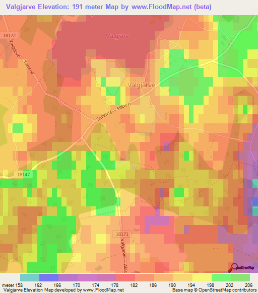Valgjarve,Estonia Elevation Map