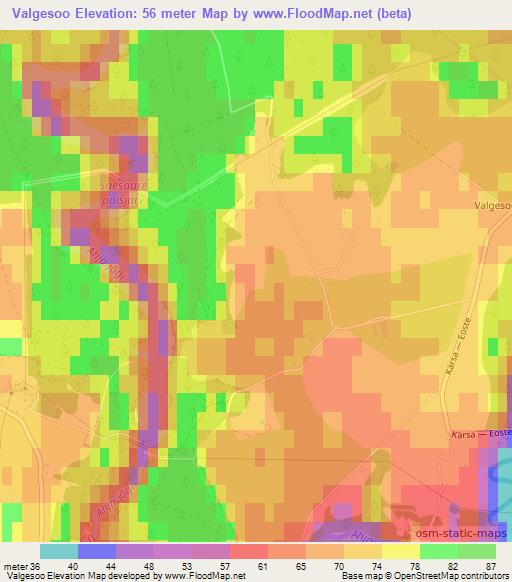 Valgesoo,Estonia Elevation Map