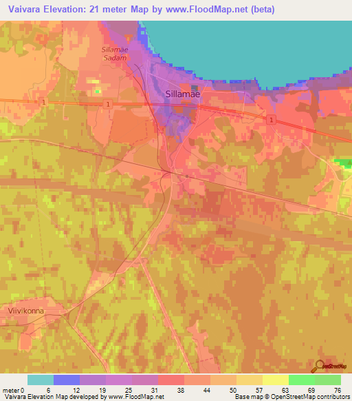 Vaivara,Estonia Elevation Map
