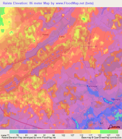 Raiste,Estonia Elevation Map