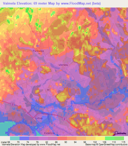 Vaimela,Estonia Elevation Map