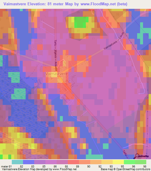 Vaimastvere,Estonia Elevation Map
