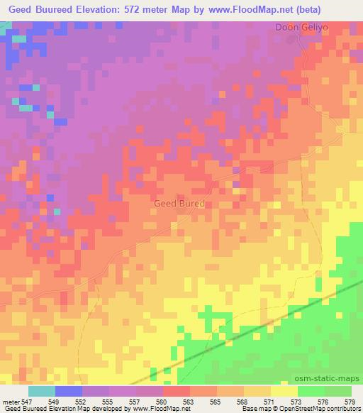 Geed Buureed,Somalia Elevation Map