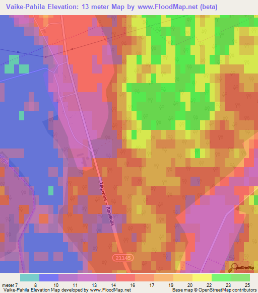 Vaike-Pahila,Estonia Elevation Map