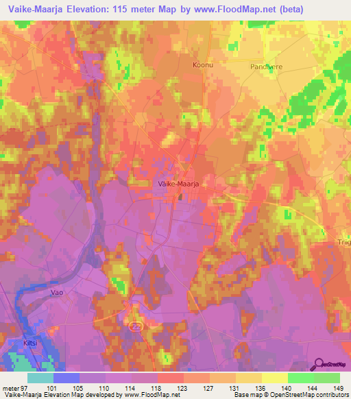 Vaike-Maarja,Estonia Elevation Map