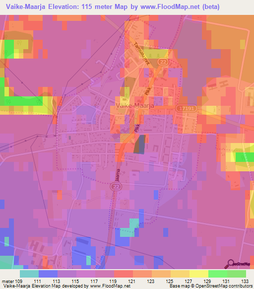 Vaike-Maarja,Estonia Elevation Map