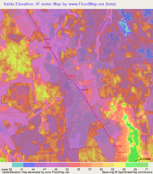 Vaida,Estonia Elevation Map