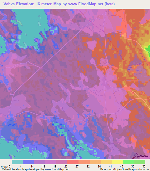 Vahva,Estonia Elevation Map