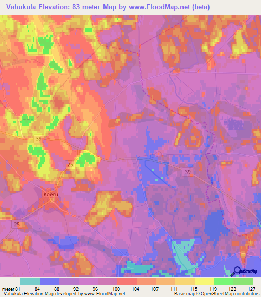 Vahukula,Estonia Elevation Map