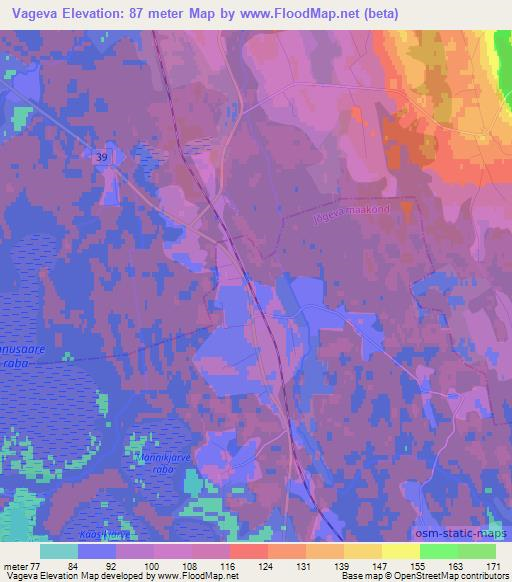 Vageva,Estonia Elevation Map
