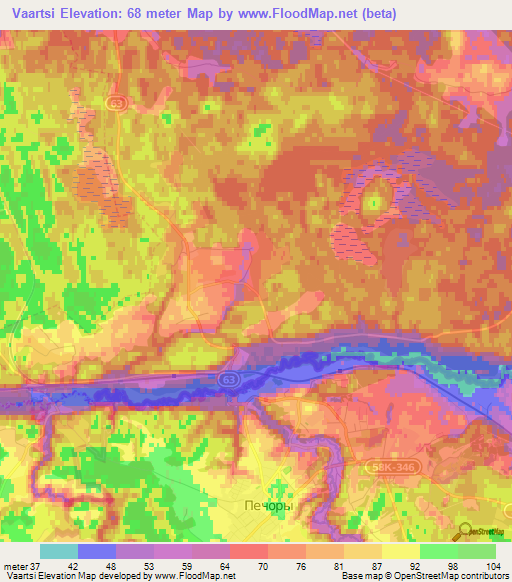Vaartsi,Estonia Elevation Map