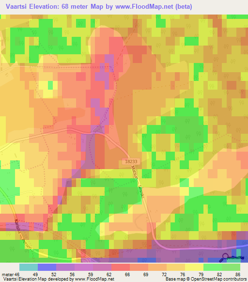 Vaartsi,Estonia Elevation Map