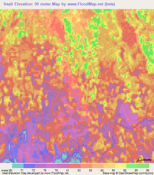 Vaali,Estonia Elevation Map