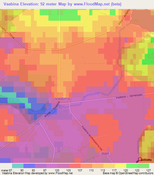 Vaabina,Estonia Elevation Map