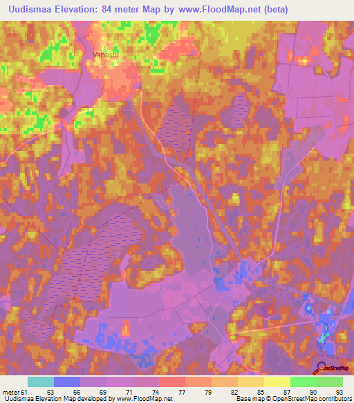 Uudismaa,Estonia Elevation Map