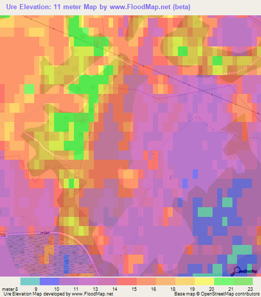 Ure,Estonia Elevation Map